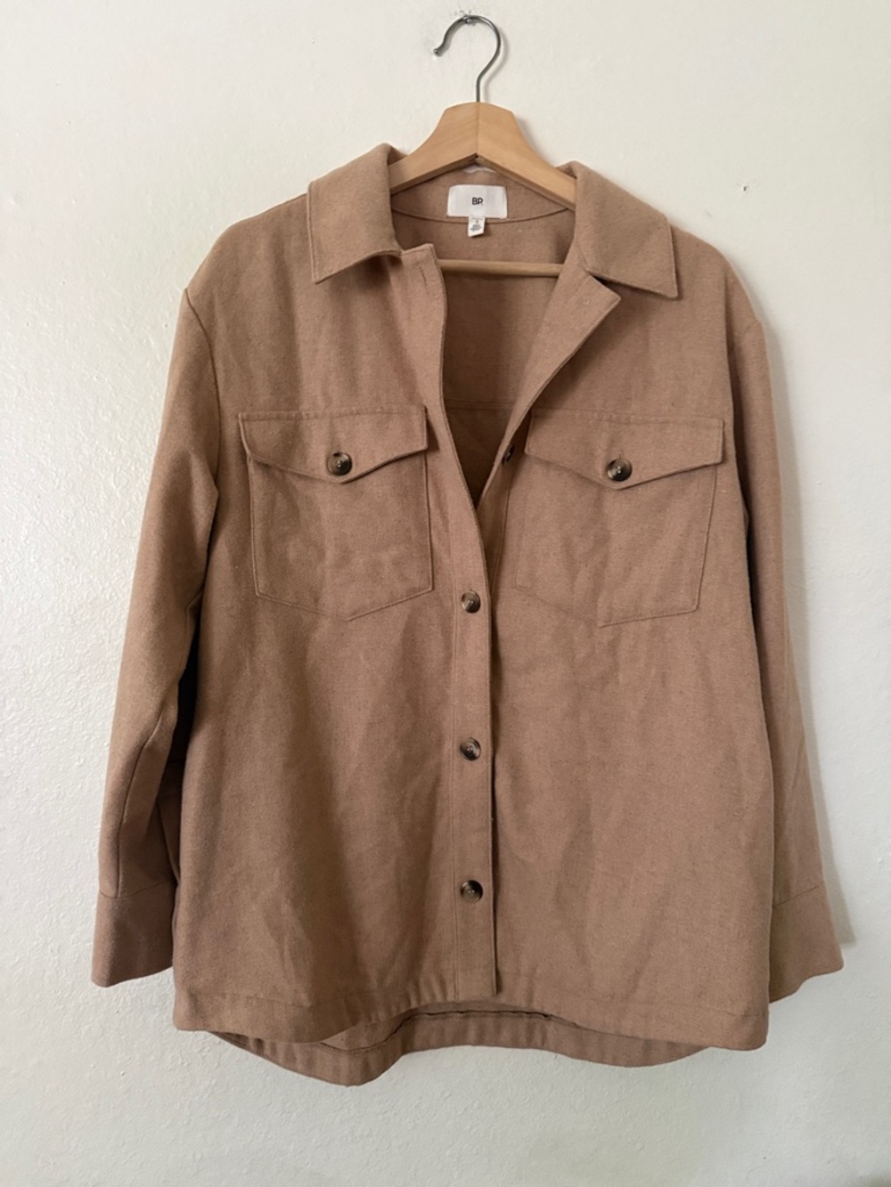 bp Tan Utility Button-Up Jacket in Tan Sz S